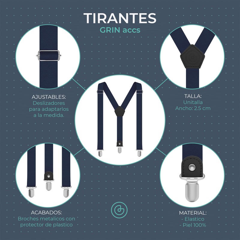 GRIN accs | Tirantes para Hombre | Con Piel 100%
