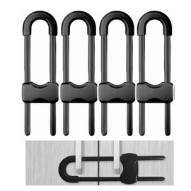 Sliding Cabinet Lock,4 Pack Child Safety Locks Cabinet Locks Baby Safety Locks,For Knob Handle On Doors Cabinets Drawers Dressers Fridge Cupboard Closet（Black）