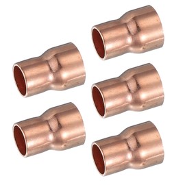 PATIKIL 5Pcs Copper Reducer 1/2" x3/8" ID Reducing Copper Coupling Fitting Pipe Adapter