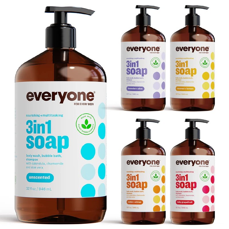 Everyone 3-in-1 Soap, Body Wash, Bubble Bath, Shampoo, 32 Ounce