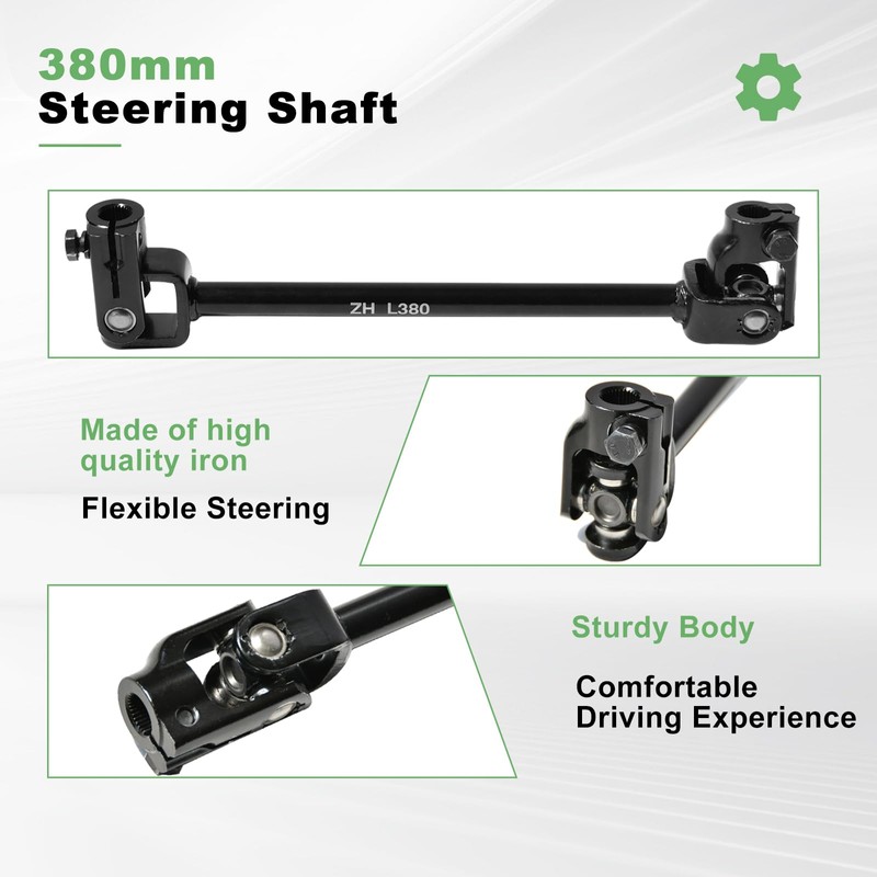 JNDO Go Kart Steering kit 380mm Steering Shaft+340mm Rack and