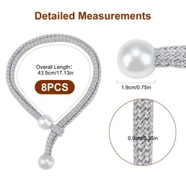 ALLisWE Pack of 8 Curtain Tiebacks, Curtain Holders, Tiebacks with Large Beads, Curtain Rope Buckles, Curtain Tiebacks for Curtains Tying Together for Decoration of Living Room, Office, Bedroom