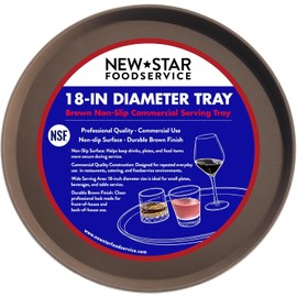 New Star Foodservice Bandeja antideslizante, plástico, recubierto de goma, redondo, 45.7 cm, Marrón, Único, 1