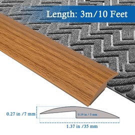 Floor Transition Strip Self Adhesive Carpet & Flooring Transitions Edging Trim Strip PVC Threshold Transitions Suitable for Threshold Height Less Than 5mm (10Ft, Wood Grain Light Brown-New)