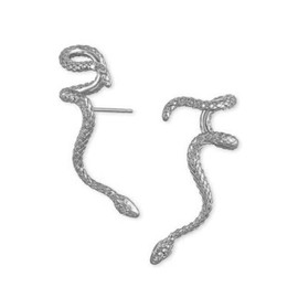T-ztoss Gold Punk Snake Cuff Wraps Crawler Climber Studs Earrings for Women Dainty Cartilage Piercing Statement Jewelry (silver)