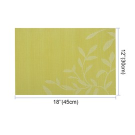 Marstree Washable Placemats for Woven Vinyl Kitchen Table Mats Heat-Resistant Non-Slip Insulation Table Runner for Kitchen Dining RoomTable Decoration (Pack of 6, Green Leaf)