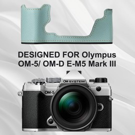 Rieibi PU Leather Half Case for Olympus OM-5/Olympus OM-D E-M5 Mark III Camera Case, Protective Case for Olympus OM System OM-5/E-M5 Mark III Case