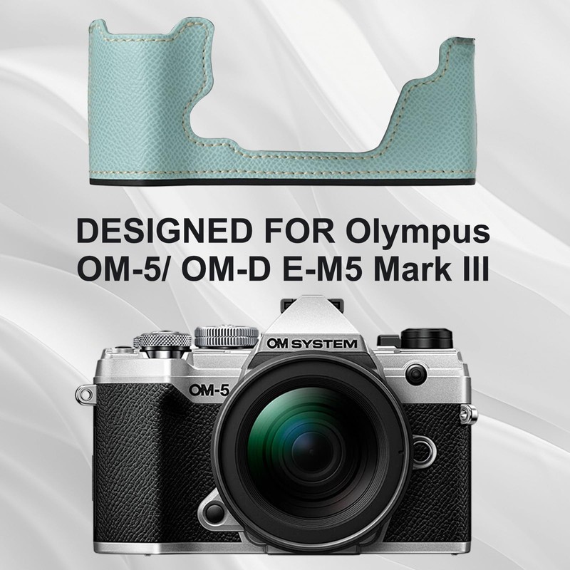 Rieibi PU Leather Half Case for Olympus OM-5/Olympus OM-D E-M5