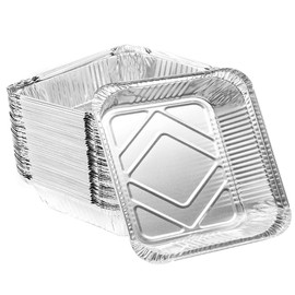 20 Pieces Air Fryer Liners Aluminum Foil, 8 Inch Square Foil Baking Trays Foil Food Containers Foil Trays for Air Fryers