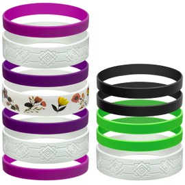 Colorful Water Bottle Grip Kit - VIOLET BLOOM: Large - 12 Silicone Bands for Superior Grip, Style, & Protection - Arrange Them Your Own Way.