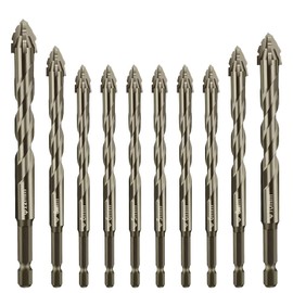 10Pcs Four Blade Serrated Eccentric Dill Bit Kit, Serrated Carbide Masonry Drill Bit Set，Four Blade Serrated Eccentric Drill，4-Flute Carbide Tile Drill Bits for Marble, Brick, Ceramic, Wood