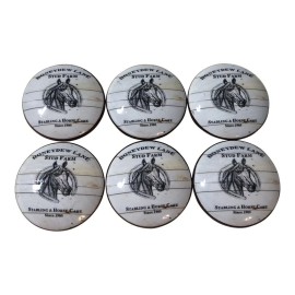 Not Available Set of 6 Horse Farm Wood Cabinet Knobs - 1.5" Wide Brown 1.5" Wide