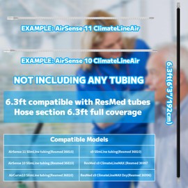 6.3ft CPAP Hose Cover for ResMed ClimatelineAir AirSense 10 & 11, Waterproof CPAP Hose Cover, Double-Sided Wrap Full Zipper,Universal Heated Tubing Protection and Prevent Condensation Cover