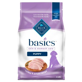 Blue Buffalo Basics Puppy Food Turkey Potato Recipe 4 lb Bag Natural Ingredients