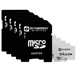 Synergy Digital 64GB Micro SDXC Secure Digital UHS-I Memory Cards, Compatible with HTC Hero Cell Phone - Class 10, U1, 100MB/s, 300 Series - Pack of 5