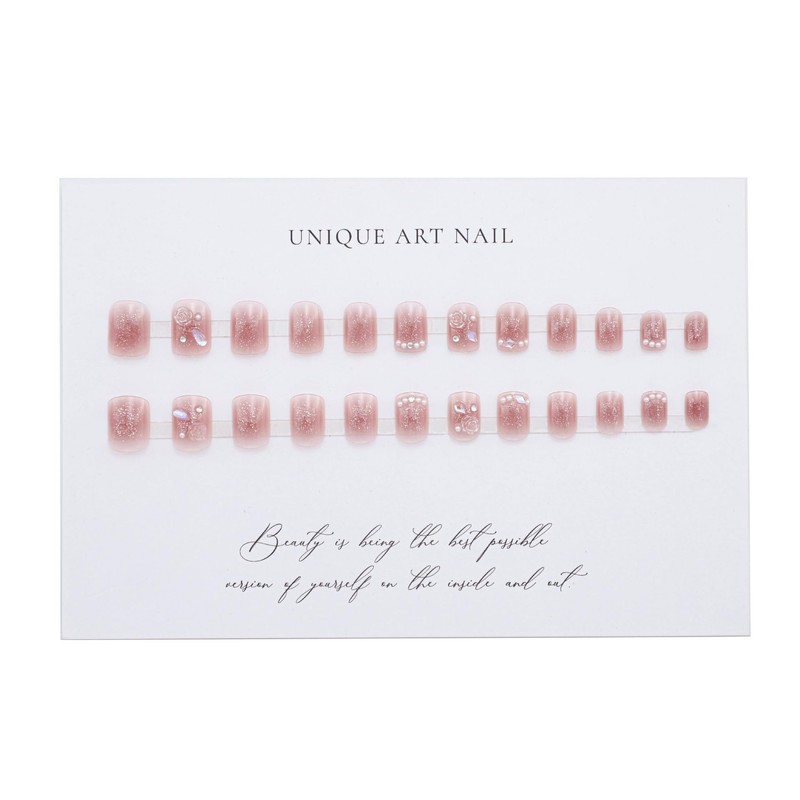 Short Nail Tips, Set of 24 Pieces, Fake Nails, Gradation,