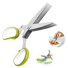 ROARINGWILD Herb Scissors Stainless Steel Multipurpose 5 Blade Shears Cooking Fresh Garden Herbs Cutter Chopper Mincer Kitchen Tool Cooking Utensils Kitchen Gadget