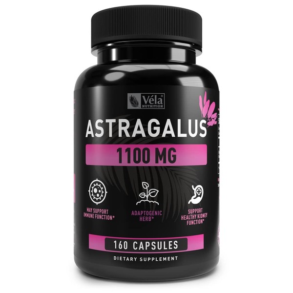 Vela’s Astragalus Capsules 1100 mg* | Adaptogenic Herb* | Support Immune Health & Kidney Function* | 160 Count | Non-GMO, 3rd Party Tested