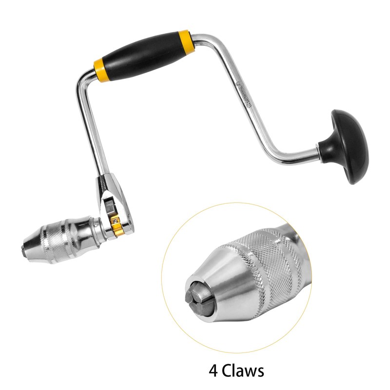 YZCHAIN Adjustable Hand Drill Brace, Manual Woodworking Drill, Lightweight Portable