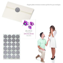 Etiketten Glitzer 25 mm runde Sticker – Größe 2,5 cm Klebepunkte von Royal Green (Silber Glitzer, 120)