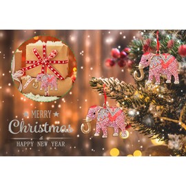 D24TIME Elephant Christmas Ornaments Pink Metal Elephant Christmas Tree Decorative Hanging Ornaments for Home Elephant Decor Christmas Tree Decorations Keepsake Gifts for Women Sisters Mom Kids Girls