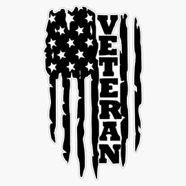 HOF Trading Us Military Black Veteran Flag Vinyl Sticker Waterproof Decal Laptop Wall Window Bumper Sticker 5"