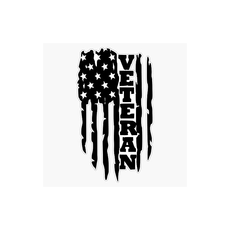 HOF Trading Us Military Black Veteran Flag Vinyl Sticker Waterproof