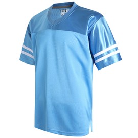 Pullonsy Blank Light Blue Football Jerseys for Men Women Boys Girls Practice Workout Shirts Sports Uniforms Fitness Tops White Stripe-Light Blue Jersey,Men Size Small