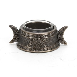 Veronese Design 1 3/8 Inch Tall Triple Moon Tealight Candle Holder Collectible Gothic Wicca Home Decor Bronze Finish