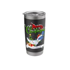 Xmas Tree Lighting Santa Hat Ray Fish Christmas Stainless Steel Insulated Tumbler