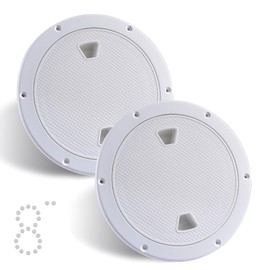CROSSBODY 2 Pcs Boat 8" White Round Deck Plate Non Slip Inspection Hatch, Marine Access Port Hatch Cover with Screws, Detachable Water Tight Lid Cover for Marine Boat Yacht