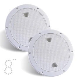 CROSSBODY 2 Pcs Boat 8" White Round Deck Plate Non Slip Inspection Hatch, Marine Access Port Hatch Cover with Screws, Detachable Water Tight Lid Cover for Marine Boat Yacht