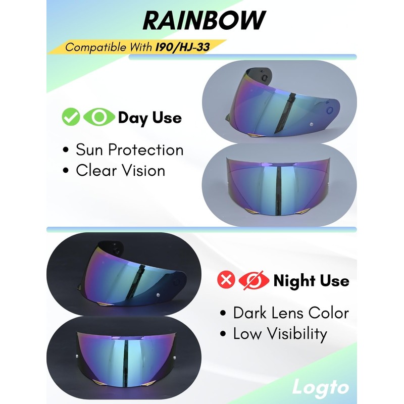 Logto Compatible With HJC i90 Helmet Visor Replacement HJ 33