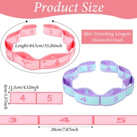 Pack of 2 Yoga Stretching Bands, Highly Elastic Strap, Gymnastics Band, Stretching Band with 8 Loops, Fitness Stretch Strap, for Pilates, Dance, Gymnastics