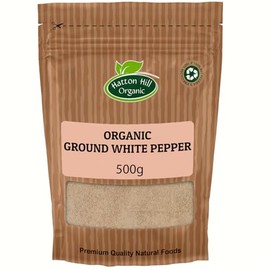 Organic Ground White Pepper 500g by Hatton Hill Organic | Milled, Powder, Aromatic Spice for Gourmet Cooking