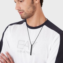 ZENGSING Men's Stainless Steel Necklace Cuboid Stainless Steel and Cross Chain Men's Bar Pendant Necklace Black/Silver Cross Pendant Chain Set of 2, Stainless Steel, No Gemstone