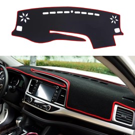 Blazeray Car Dashboard Cover Custom Compatible with Toyota Highlander 2014 2015 2016 2017 2018 2019 Anti-Skid Dashboard Mat Center Console Protector Cover Mat Sunshield Cover Mat(Red Edge)