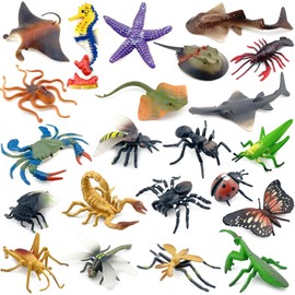 xianzhanEU 22 Stücke Realistische Tiere Figuren, Kunststoff Spielzeug Insekten und Meerestiere Figuren, Tiere Spielzeug, für Kinder Lernspielzeug, Geburtstagsparty Geschenke