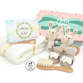 EAQ Baby Gifts Newborn,Baby Essentials for Newborn,Newborn Baby Girls Boys Gifts Basket Set New Baby Gifts Blanket Bath Towel,Baby Unisex Socks Gift Box (Green)