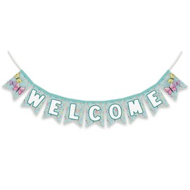 Back to School Banner - Welcome - First Day of School Decoration, Flower Sea Butterfly Banner 6.5ft Long, For Classroom Decorations, Campus Home Office, Schools Party Supplies and Welcome Sign - A08