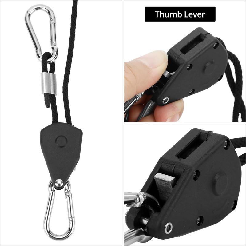 QWORK® 4PCS Ratchet Ropes with Hooks, Solid Iron Retractable Rope
