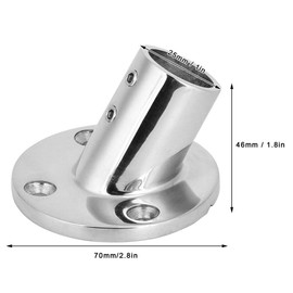 Marine Grade Stainless Steel Boat Deck Handrail Fitting 60 Degree Round Base for 22mm or 25mm Tube(22mm)