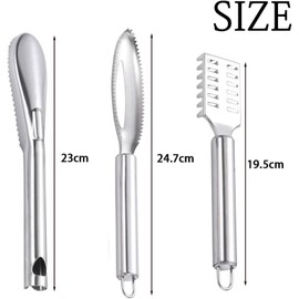 RSYHVG 3 PCS Fish Scaler Remover,Fish Descaler Tool,304 Stainless Steel Fish Scale Scraper,Ergonomic Handle Design for Fast Scales Peeling and efficiently