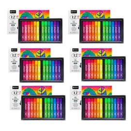 Artecho 72PCS Neon Oil Pastels Set of 12 Colors 6 Packs, Soft Oil Pastels for Art Painting, Drawing, Blending, Oil Crayons Pastels Art Supplies for Artists, Beginners, Students, Teacher (10 x 70 mm)