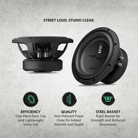 AudioControl EPICX Series Car Audio 8" Subwoofer Speaker, Dual Voice Coil (DVC), StreetBass, 400 Watt RMS/600 Watt Max, Dual 2 Ohm, Pro Audio Loud
