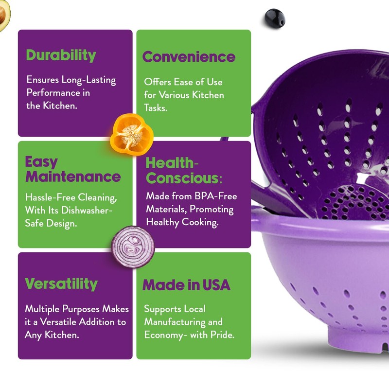Crisp 2-Piece Mini Colander Berry Baskets With Handles - Food
