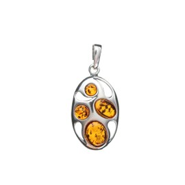 Artisana-Schmuck Amber Pendant, Modern Amber Pendant 925/000 Sterling Silver and Baltic Amber, 925/000 sterling silver Baltic Amber, Amber