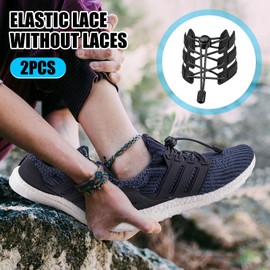 Adjustable Elastic No-Tie Shoelaces (2 Pairs + 4 Accessories) - Perfect for Kids and Adults, Easy to Use, Comfortable Fit for All Shoe Types - Ideal for Sports & Everyday Wear