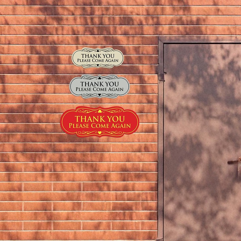 Designer Thank You Please Come Again Sign - Black/Gold -