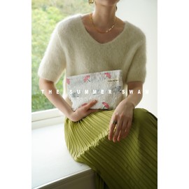 The Summer Swan | Large Aesthetic Floral Mid-day Clutch Period Kit Hygiene Skincare Cute Makeup Bag (Umbrella White)